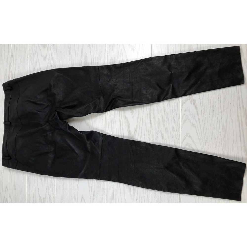Italian Leather Pants Women 44 L Eleventy Black Zip Pockets Skinny Designer Lamb
